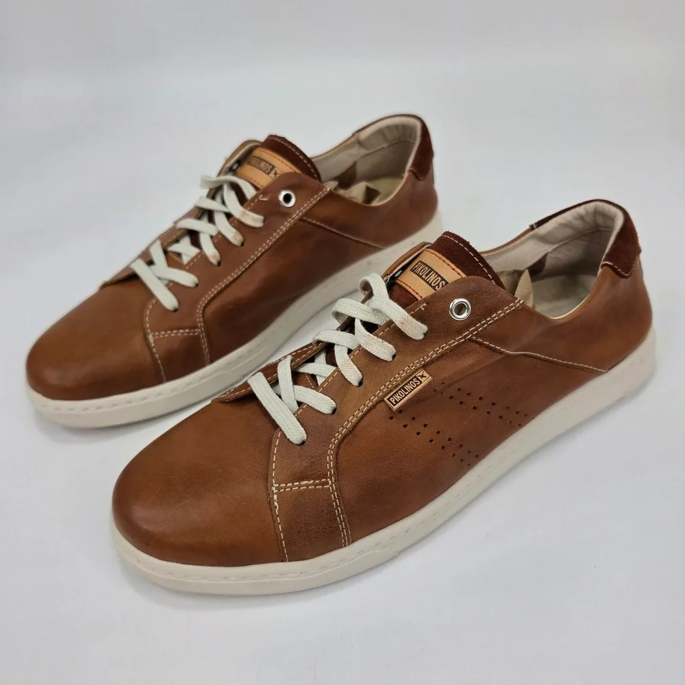 Pikolinos Mens Leather Sneaker Berna M8J-4195 Cuero Brown 45 EU Lace Up Comfort